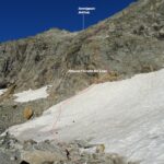 Il nevaio che immette all'attacco della ferrata.