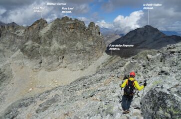  Scendendo verso il Colle della Rognosa.
