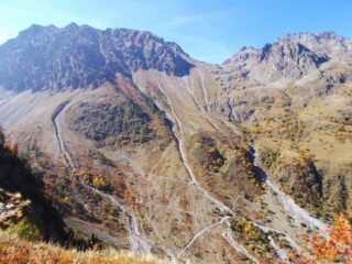 scendendo a Prati del Valloni ,vista su cime Las Blancias e Vallonetto