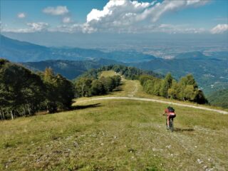 In fondo la sterrata che, a sx., risale verso il Pineta e Serralunga