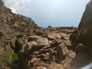 il quarto tiro - primo spit, molto a dx, e' stato smoschettato per non fare attrito.