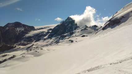 Quasi arrivati alla cresta del Reit, vista verso il Monte Cristallo 
