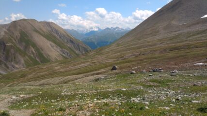 La cima Piazzi in lontananza vista dalla parte alta della val Saliente