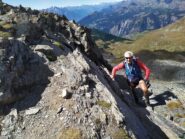 Uscita in vetta dal canalino con bolli rossi