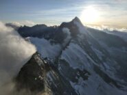 Tramonto dal balcone della capanna e Dent d'Herens.