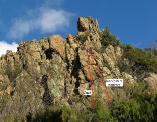 Torrione 7, paretina sud con le vie Zazà e Ricordati di respirare