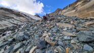 salendo il secondo valloncello-canale che porta alla base del Ghiacciaio dell'Aouillè