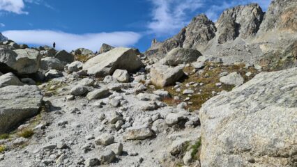 salendo nella Combe d'Orny a quota 2550 m