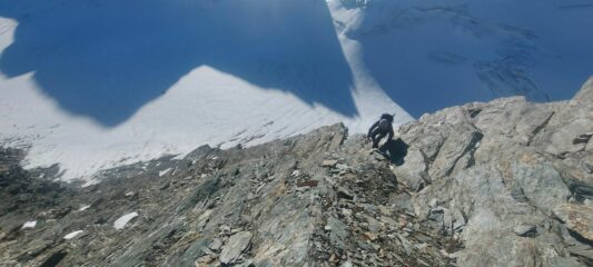 Il primo pezzo di salita stando sulla sx del canalone principale