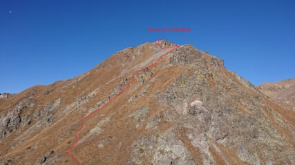 La linea di salita sul versante sud