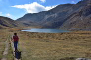 Il Lago dell'Oronaye e il monte Pierassin salendo verso il Colle di Roburent