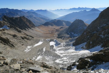 il vallone di salita da appena sopra la fascia di rocce