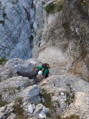 Discesa dal lato opposto del camino dentro il canalone Nord