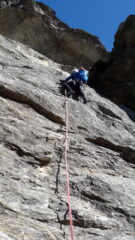 la variante di 5c alla seconda lunghezza di corda..