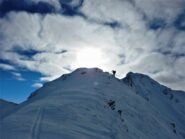 Sulla dorsale per raggiungere il pendio-canale