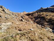 Il colletto del Rognoso dai pendii sottostanti.