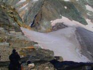 Dalla cresta, ritorno sulle orme dell'andata per il ghiacciaio
