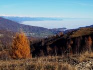 La nebbia che copriva la pianura piemontese, con il M.te Rosa in lontananza.