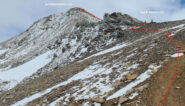 parte alta del nostro itinerario di salita, osservato dal pendio sottostante al Passo Madriccio