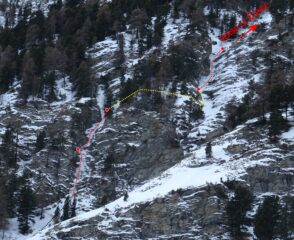 In rosso tiri di ghiaccio e soste, in giallo il trasferimento (foto di inizio dicembre)