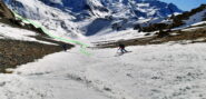 in verde il tratto da risalire per raccordare la discesa in basso