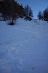 Tratto ripido sul sentiero 7A appena prima del Gabiet