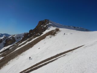 Oggi neve più scaldata dal sole sotto il col des Auriesses