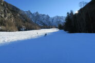 anche in basso nonostante i numerosissimi passaggi la neve è rimasta ben sciabile