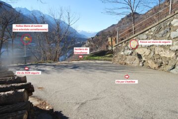 La palina libera di ruotare, arrivando sull’asfalto da Chambave/Chandianaz