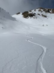 Il canalone sopra l’Alpe Flassin lato testa Cordella. 