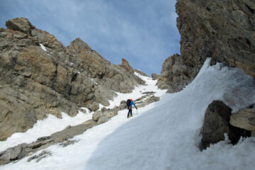 Fabio in salita nella prima parte del canale