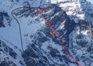 In rosso l'itinerario, in arancione il grassi e in nero la discesa dal vallonet
