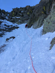 L'attacco del secondo canalino sulla sx