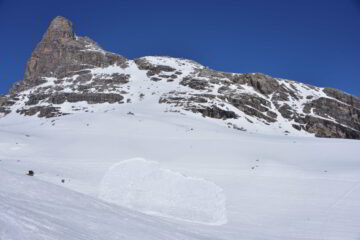 Monte Corn Alv e piccolo distacco di valanga