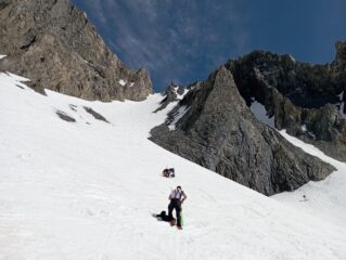 Imbocco del canalone per la Brèche de la Loza