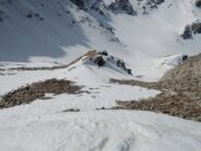 Secondo tratto ripido visto dalla cresta