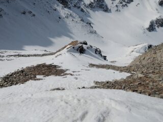 Secondo tratto ripido visto dalla cresta