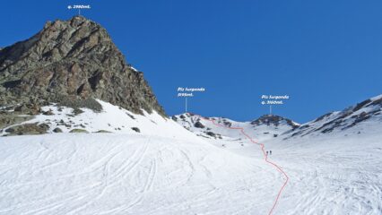 Aggirata q. 2980mt. si punta verso il tratto finale.