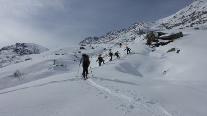 Il pendio ripido che porta al vallone superiore