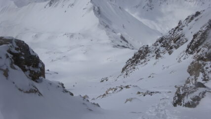 Il canalone risalito, visto dall'alto