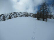 Il pendio per la cresta