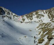 Nel vallone di Barbacana, in visdta del passo.