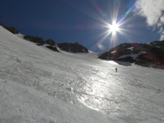 Nella parte alta del pendio-canale.
