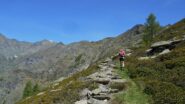 Verso l'Alpe Caugis. A dx la Punta Vergia, al centro la Costigliole