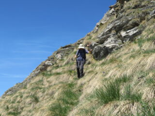 sulla ripida discesa a est della Cima Lubin