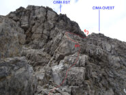 il primo tratto di vera arrampicata del tratto finale dopo il secondo colletto