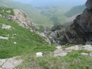 il vallone risalito visto dall'inizio del salto in discesa