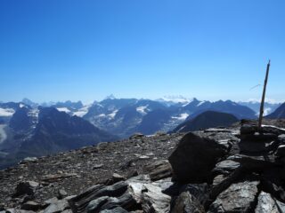 Dent Blanche, Cervino e Monte Rosa dalla cima della Tète Blanche de By