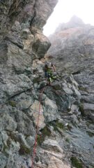 Il camino da salire tra la punta centrale e meridionale