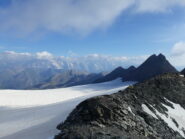 al colle del Rutor, verso il Bianco e le Grande Jorasses
